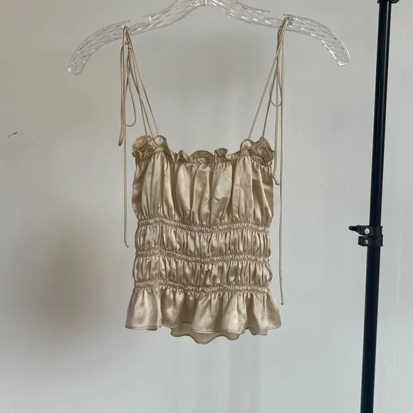 Reformation gold Viviana silk top, size S - Picture 2 of 3